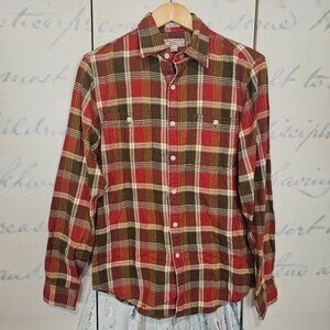 Wallace & Barnes Men's Flannel Shirt Size Small Plaid 100% Cotton